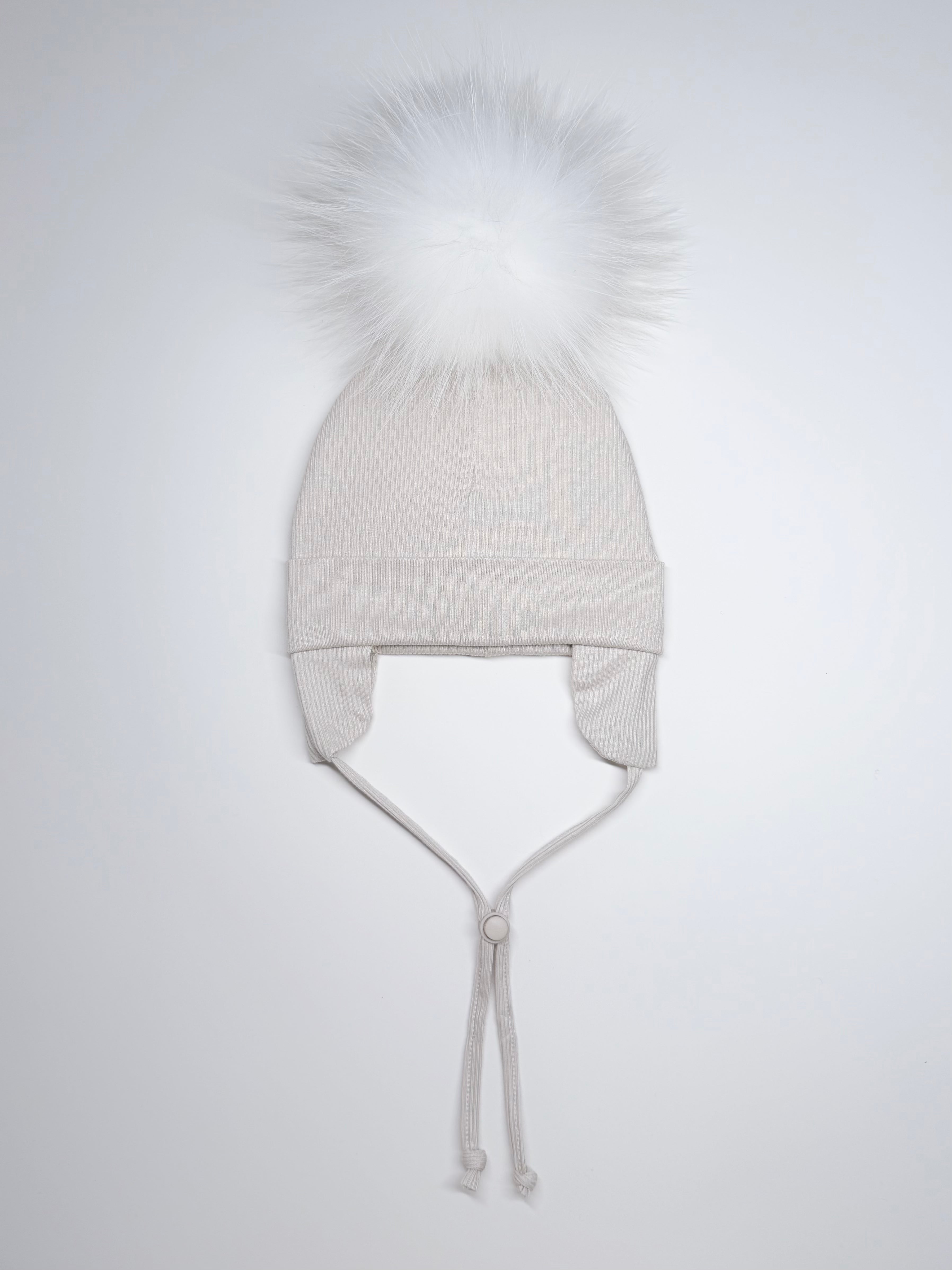 Tuque Mi-Saison Pompon Interchangeable Nouveau-Né ''Beige''