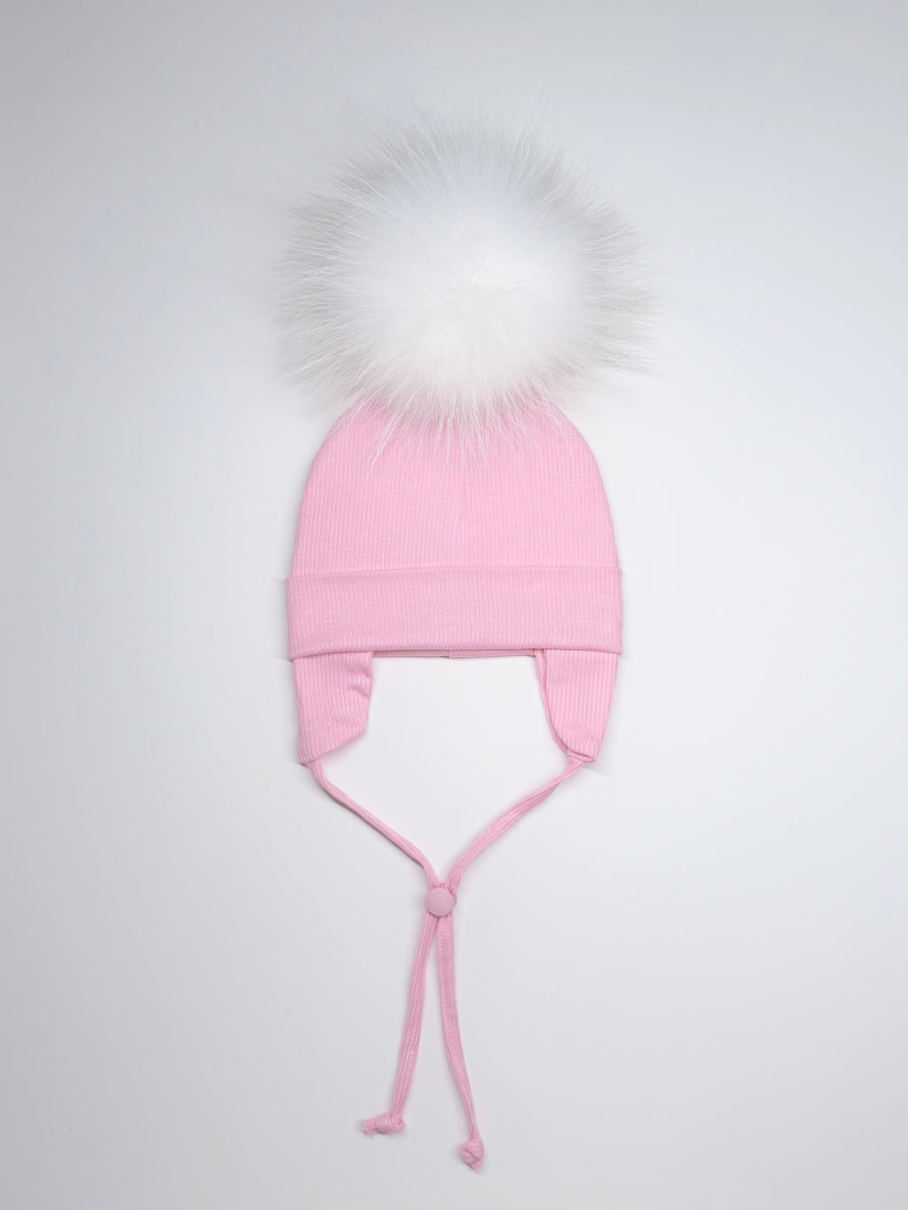 Tuque Doublée Coton Bio Pompon Interchangeable Bébé 6-24M ''Rose''