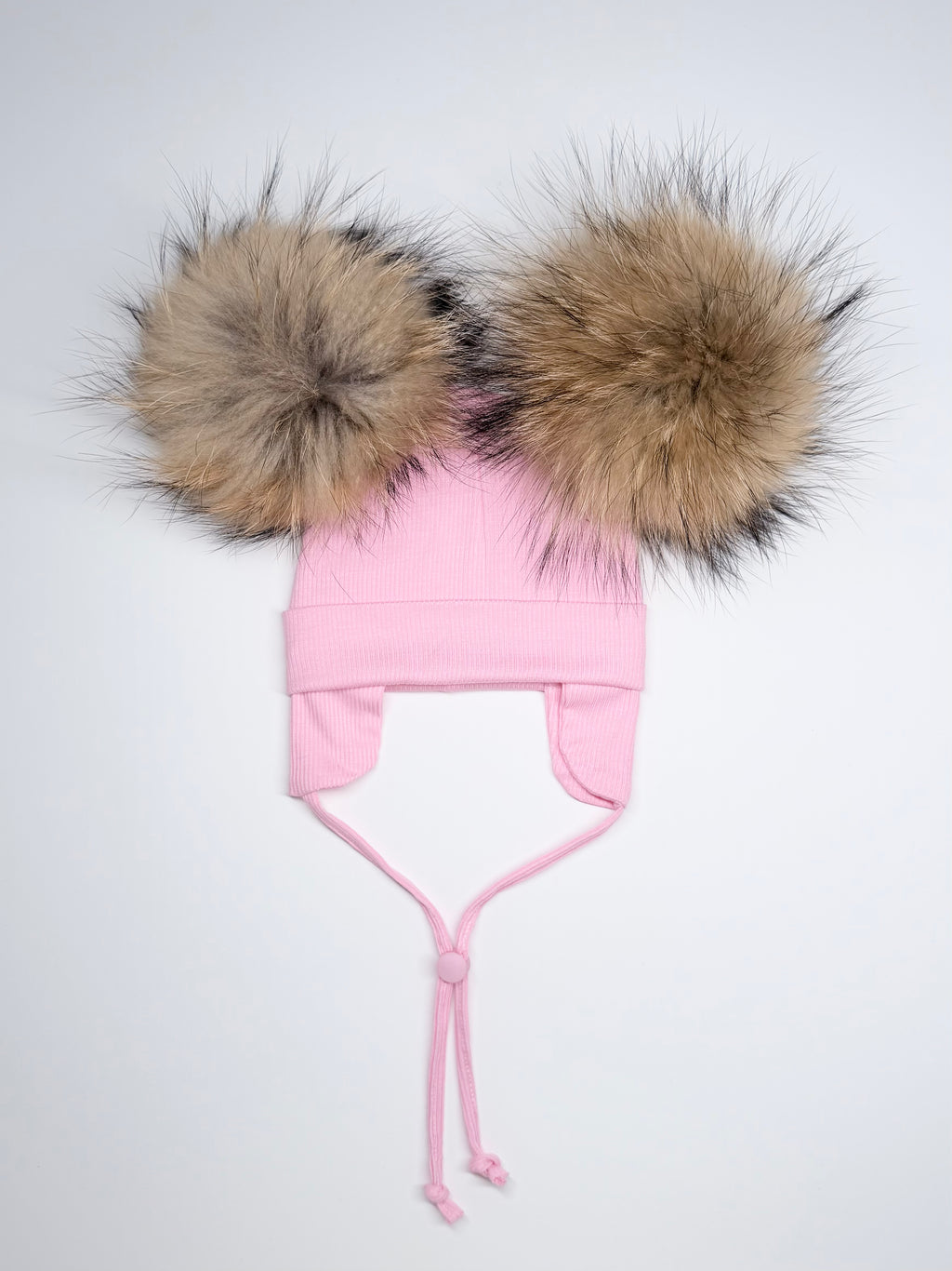 Tuque Mi-Saison Ourson Pompons Interchangeables Nouveau-Né ''Rose''
