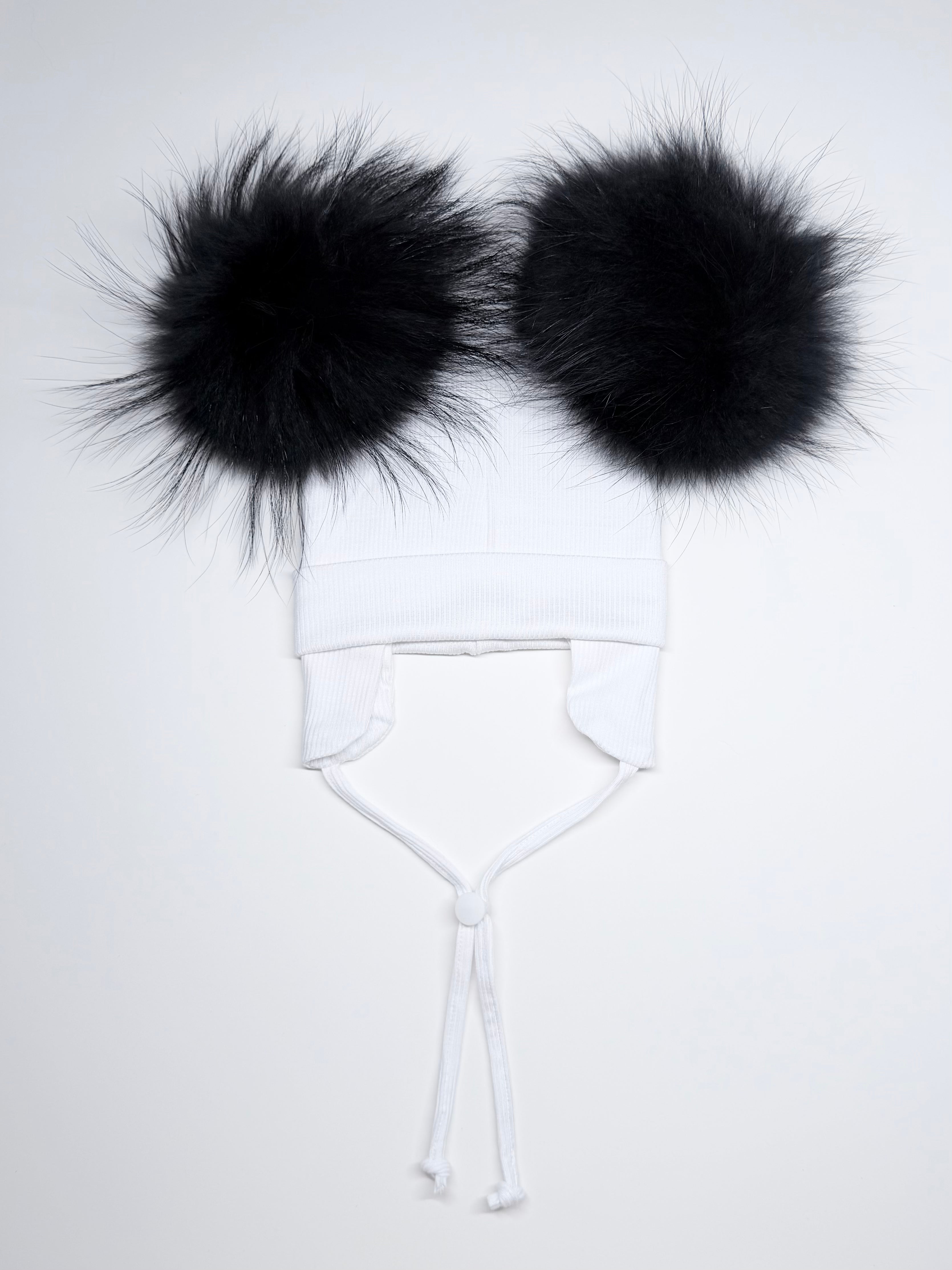 Tuque Mi-Saison Ourson Pompons Interchangeables Bébé 6-24M ''Blanc''