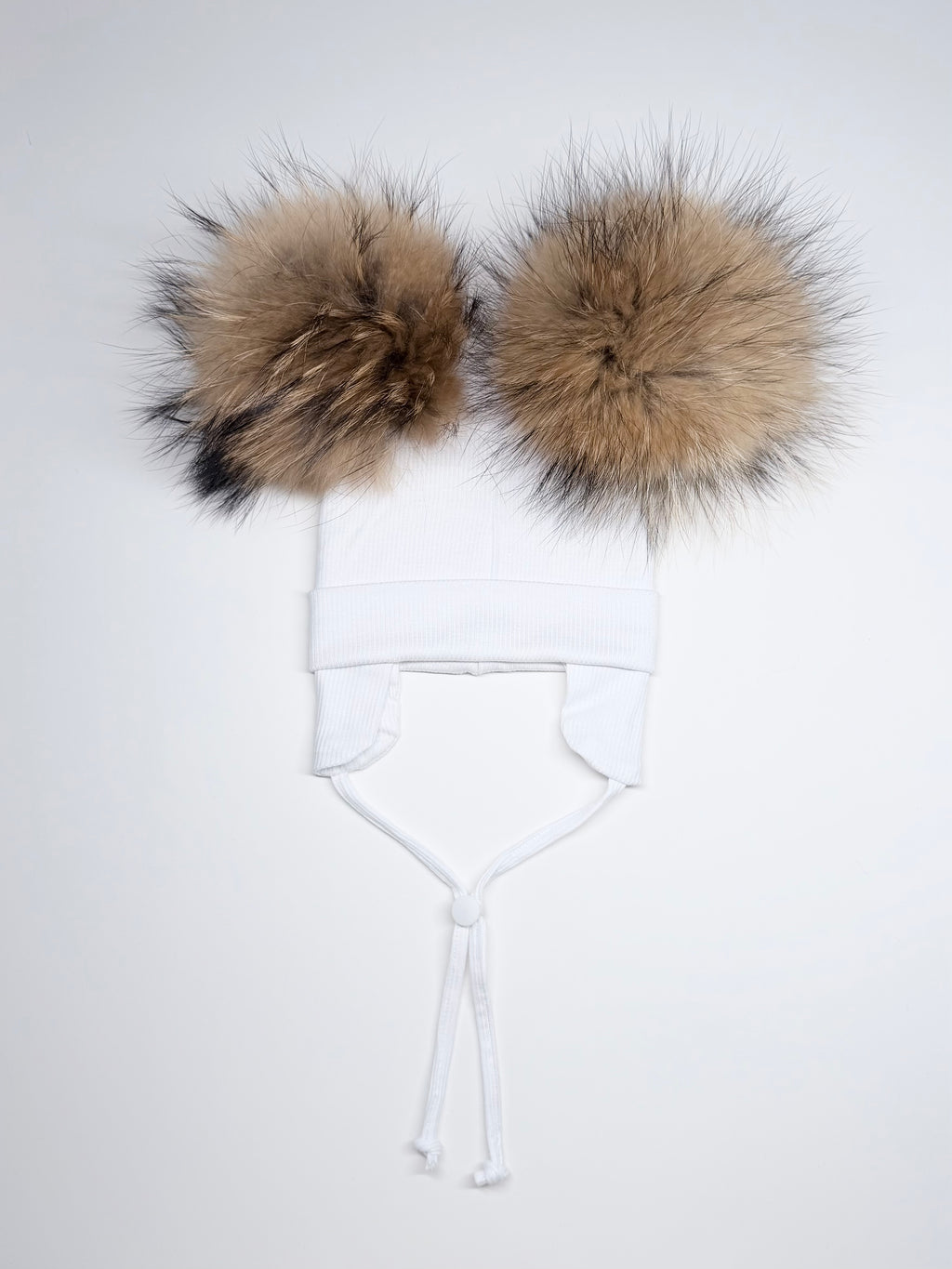 Tuque Mi-Saison Ourson Pompons Interchangeables Nouveau-Né ''Blanc''