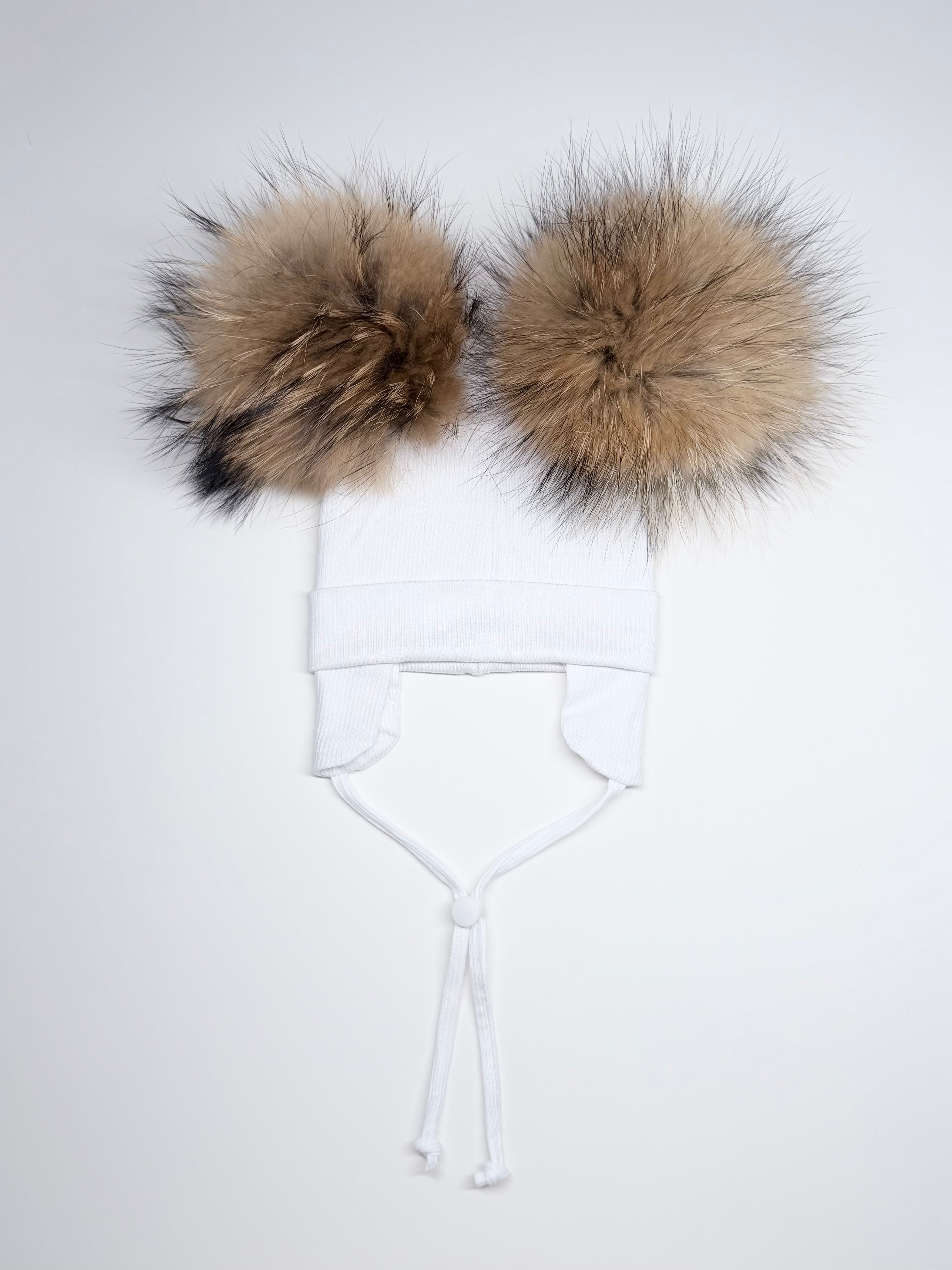 Tuque Mi-Saison Ourson Pompons Interchangeables Enfant 2-6 ''Blanc''