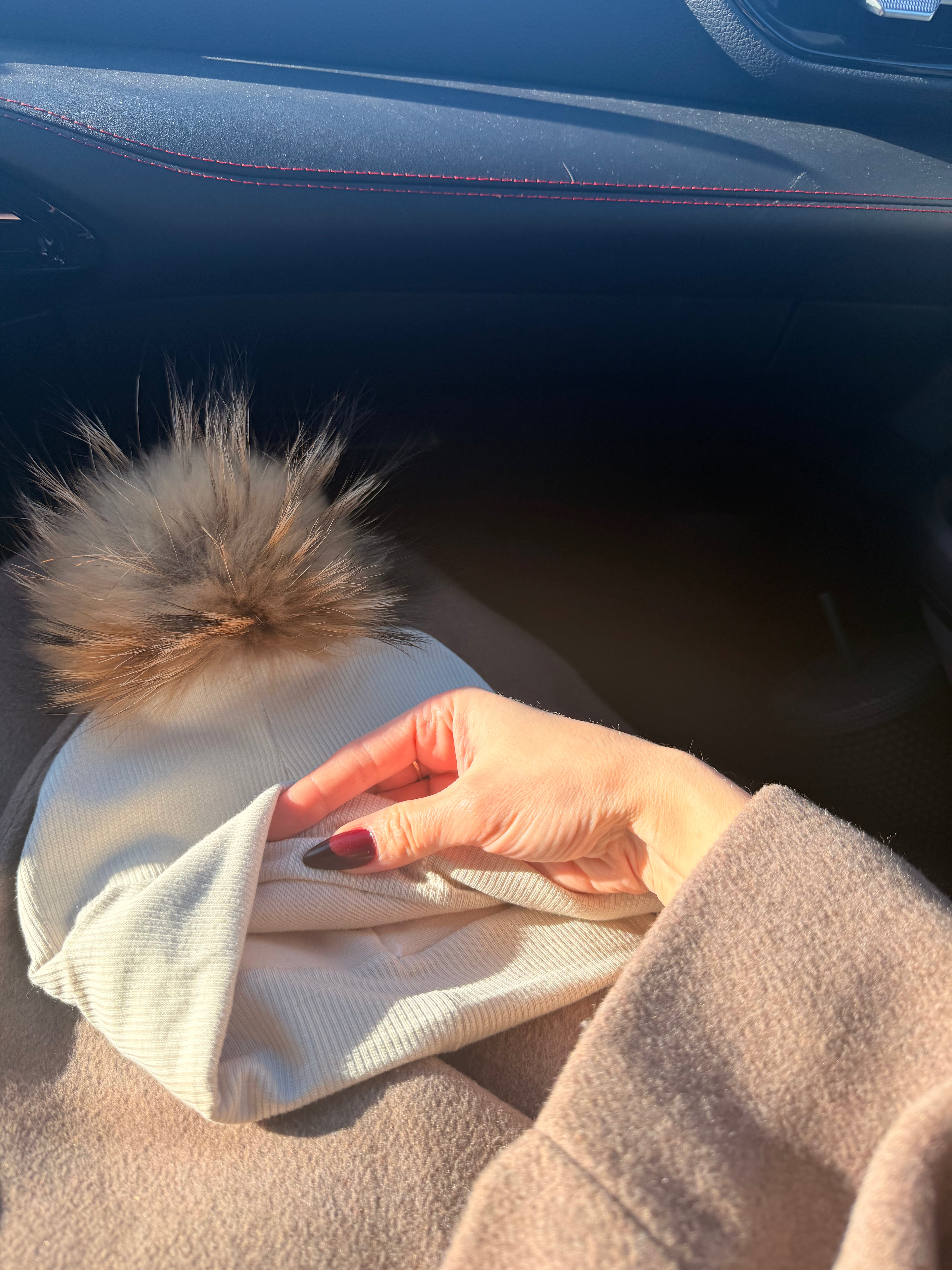 Tuque Doublée Coton Bio Pompon Interchangeable O/S ''Beige''